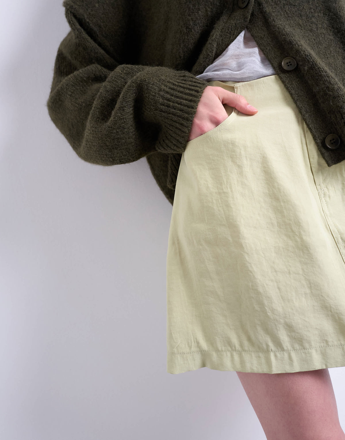 Topshop super soft cupro mini skirt in olive