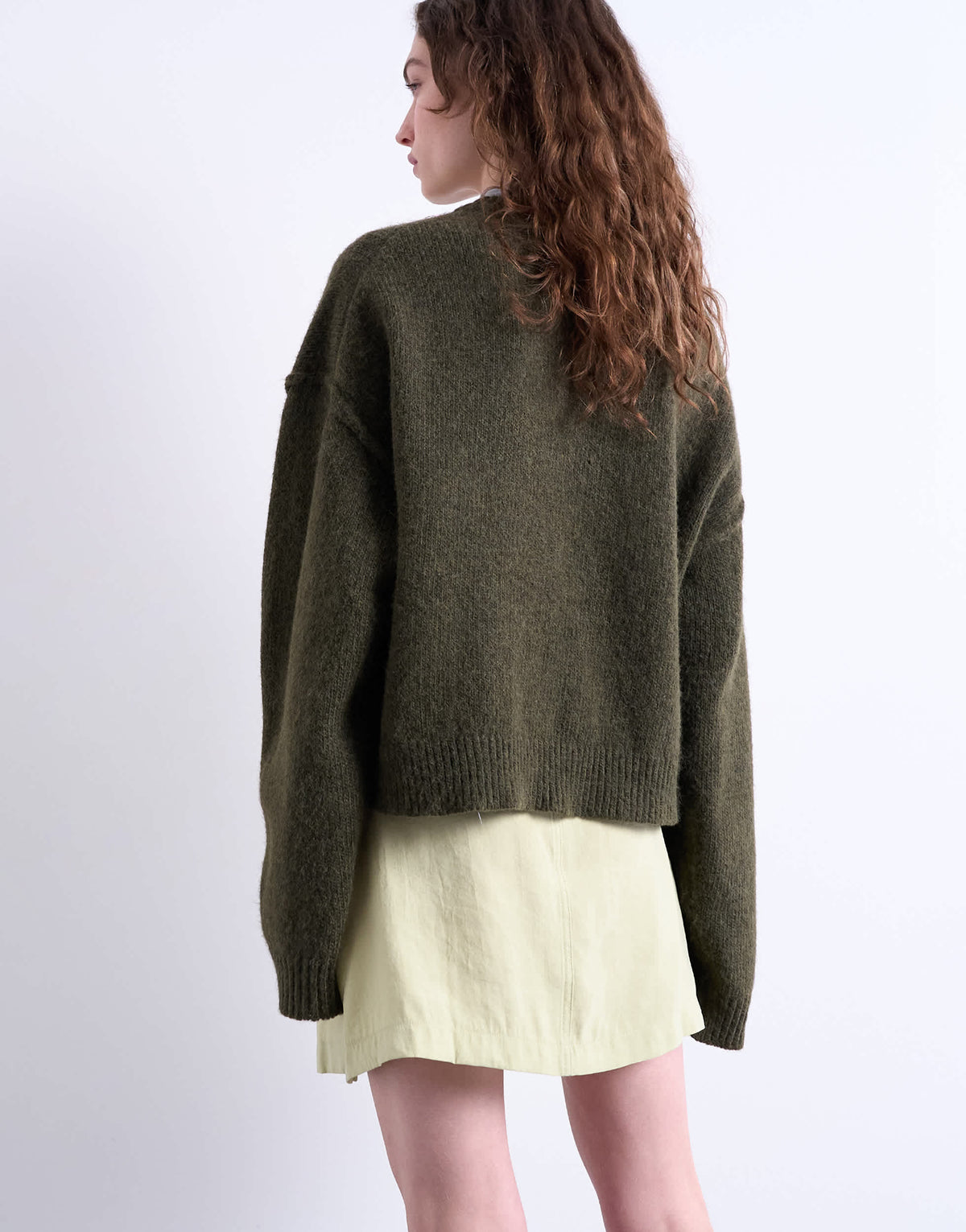 Topshop super soft cupro mini skirt in olive