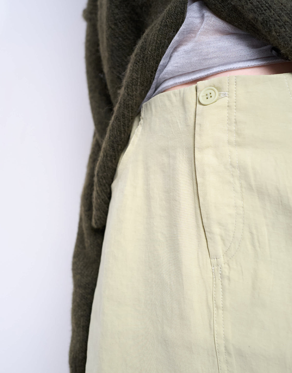 Topshop super soft cupro mini skirt in olive
