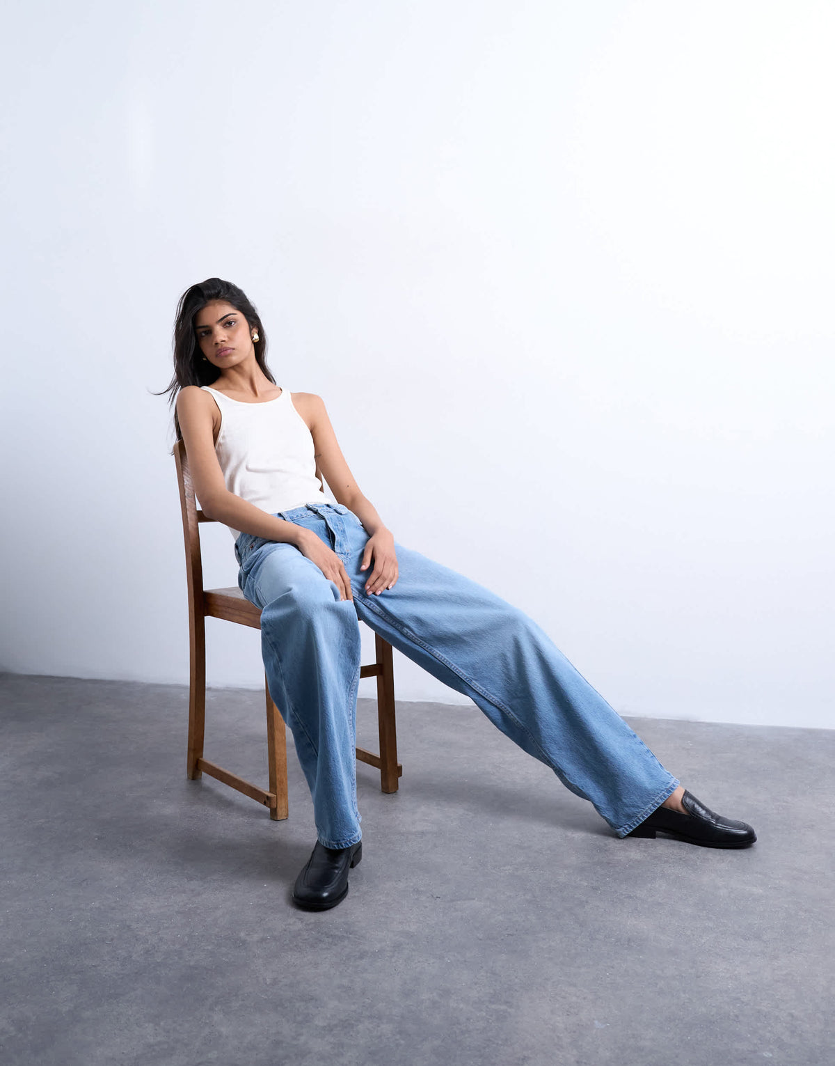 Topshop Lowrie low rise baggy jeans in vintage blue