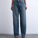 Topshop Column mid rise jeans in blue black