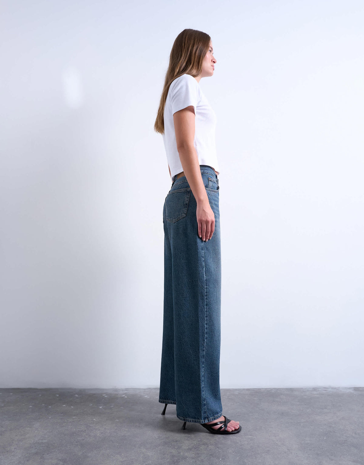 Topshop Column mid rise jeans in blue black