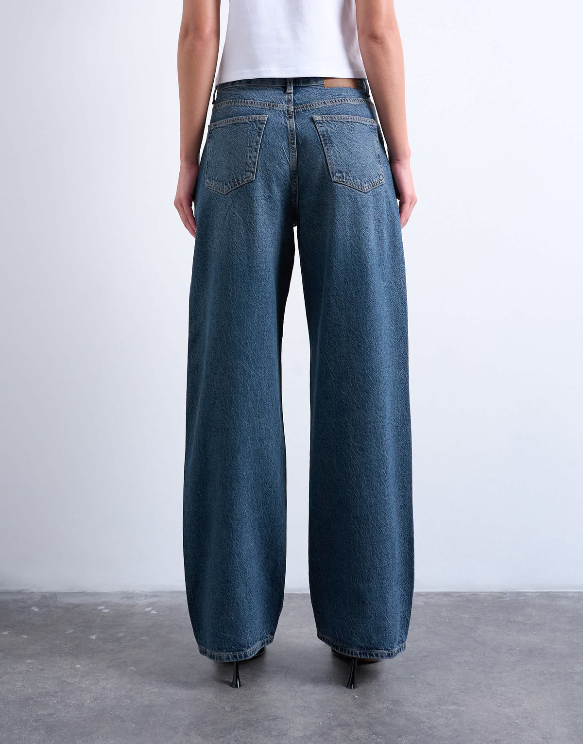 Topshop Column mid rise jeans in blue black