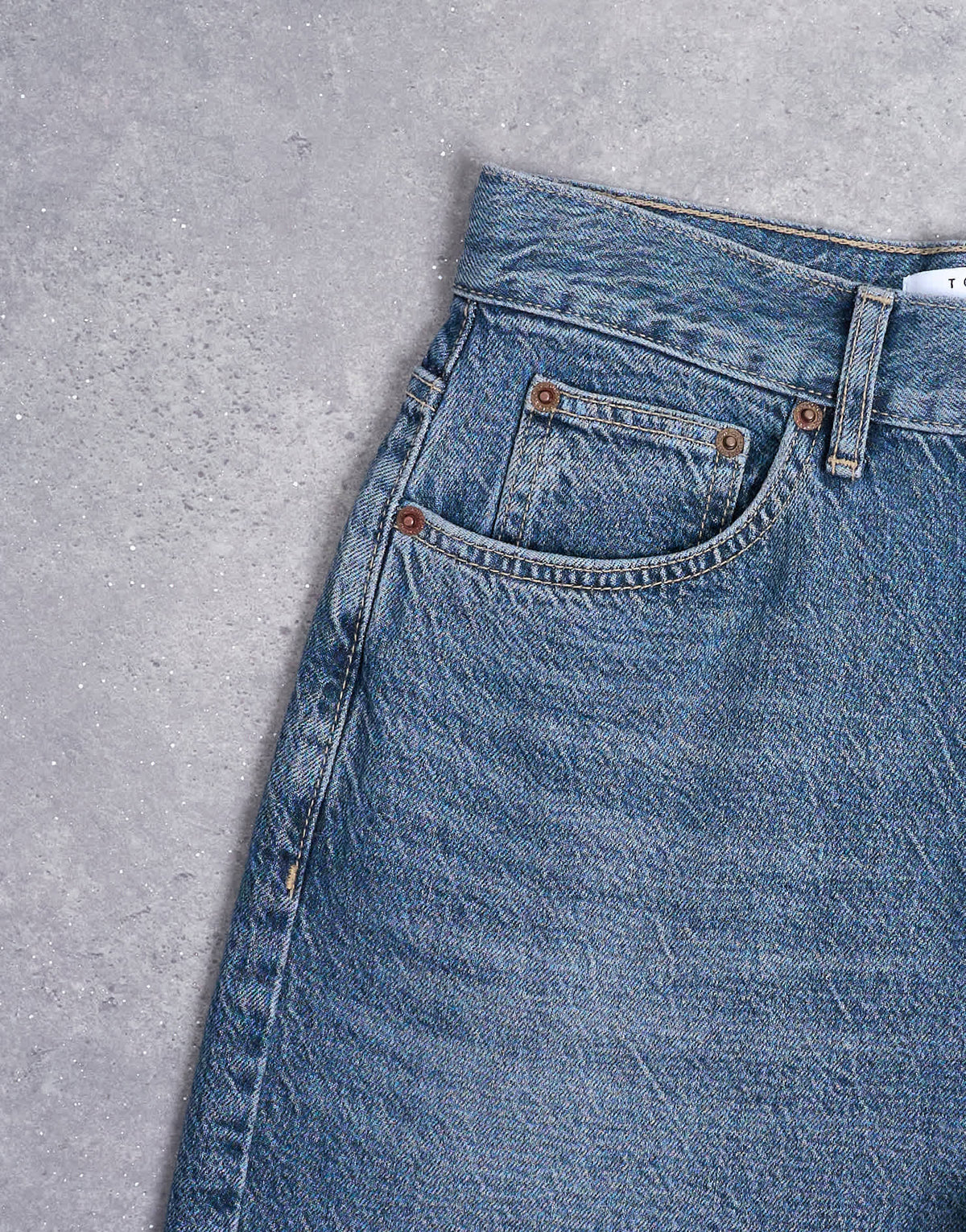 Topshop Column mid rise jeans in blue black