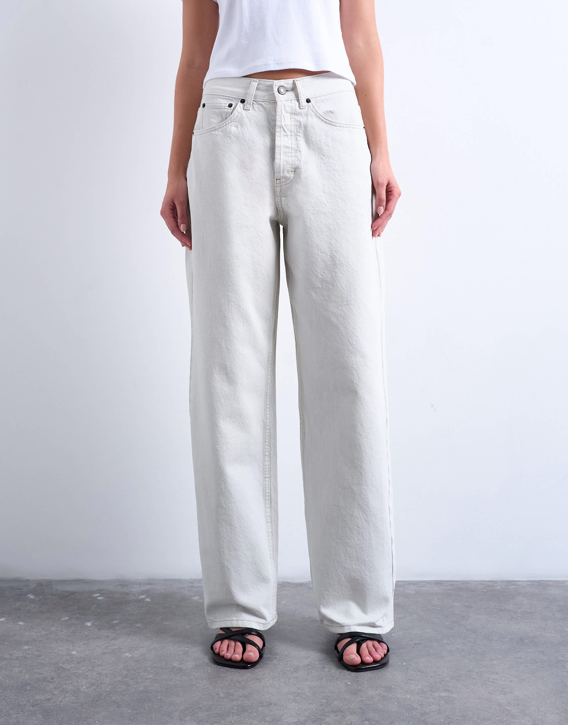 Topshop Column mid rise jeans in bone