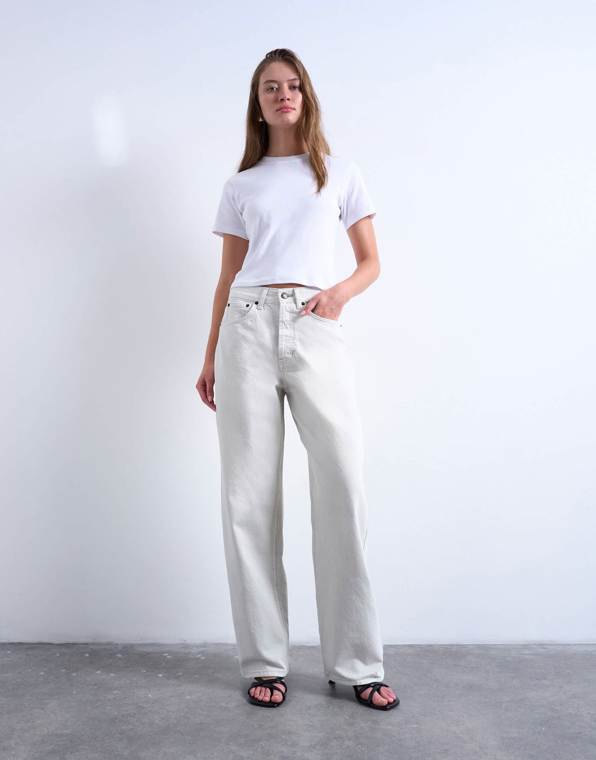 Topshop Column mid rise jeans in bone