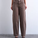 Topshop Cinch Low Rise Relaxed Jeans in Otter