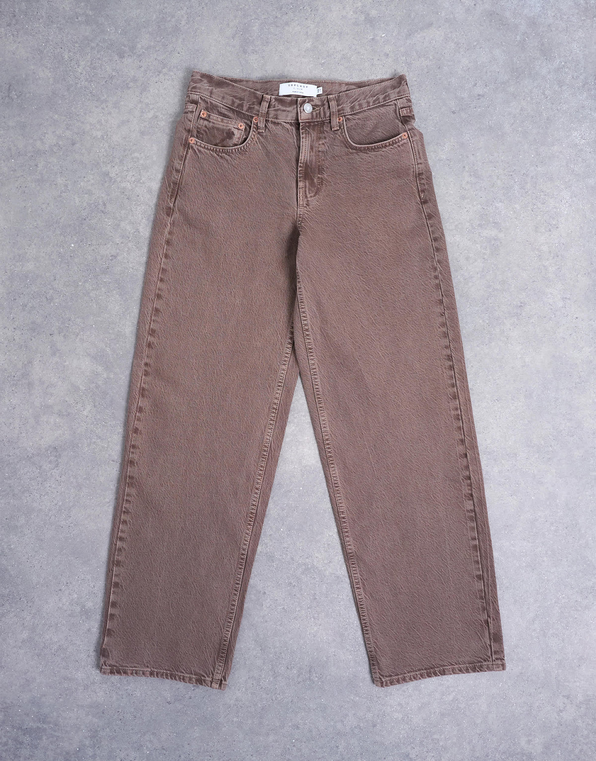 Topshop Cinch low rise relaxed jeans in otter