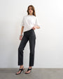 Topshop Runway mid rise straight jeans in washed black