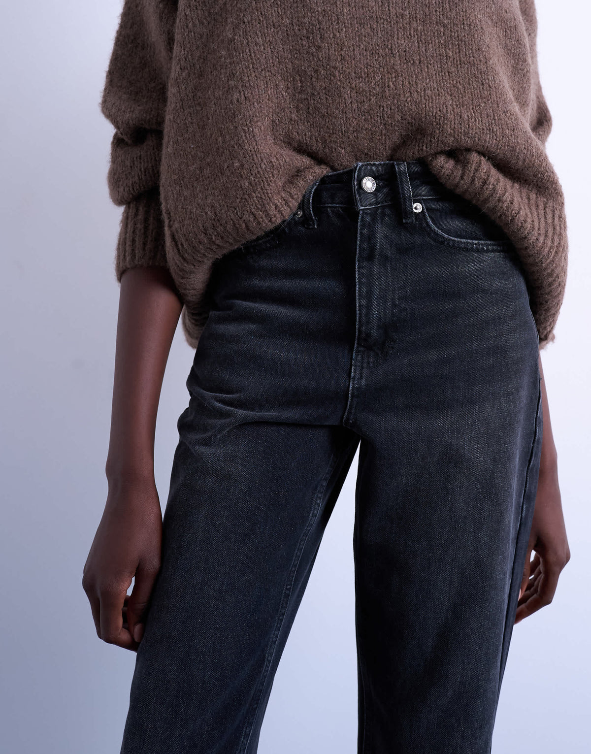 Topshop Mom jeans in washed black