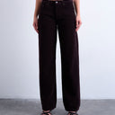 Topshop Ember low rise cord straight leg jeans in bitter chocolate