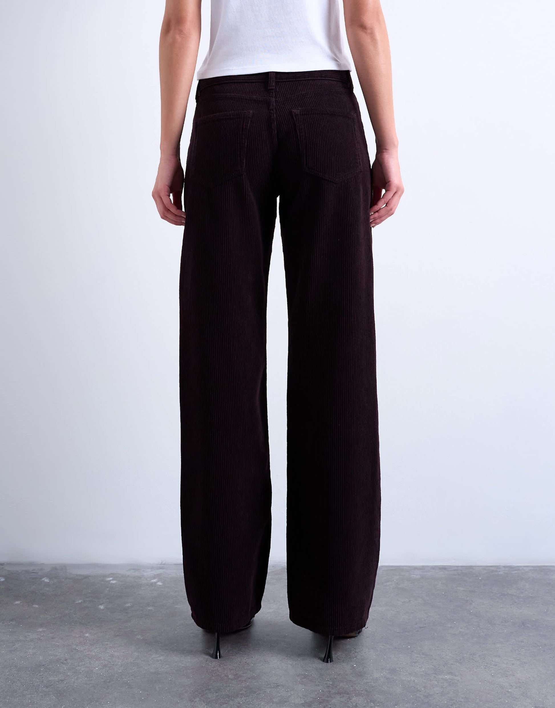 Topshop Ember low rise cord straight leg jeans in bitter chocolate