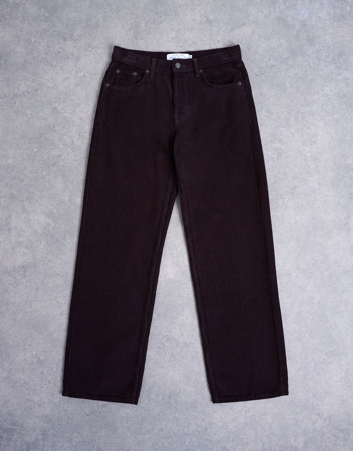 Topshop Ember low rise cord straight leg jeans in bitter chocolate