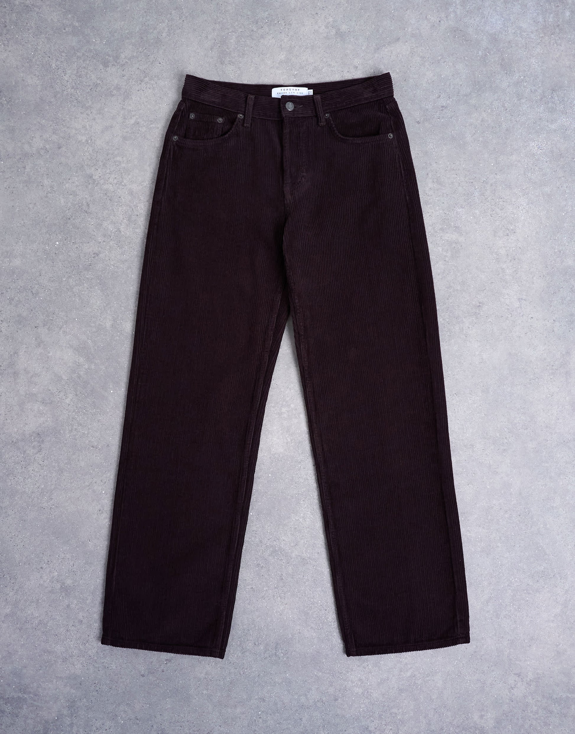 Topshop Ember low rise cord straight leg jeans in bitter chocolate