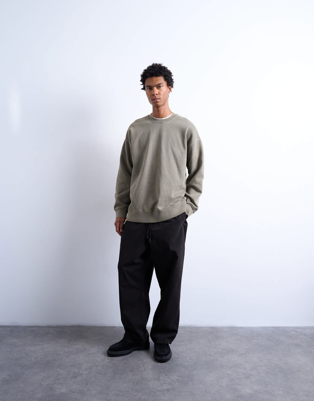 Topman heavyweight oversized fit sweatshirt in washed khaki