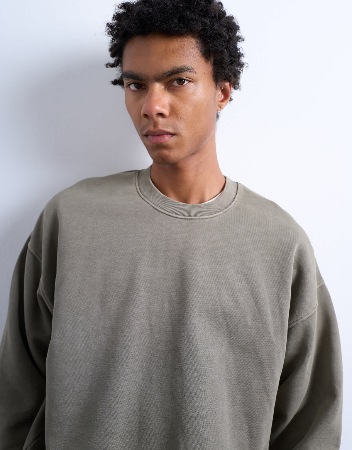 Topman heavyweight oversized fit sweatshirt in washed khaki