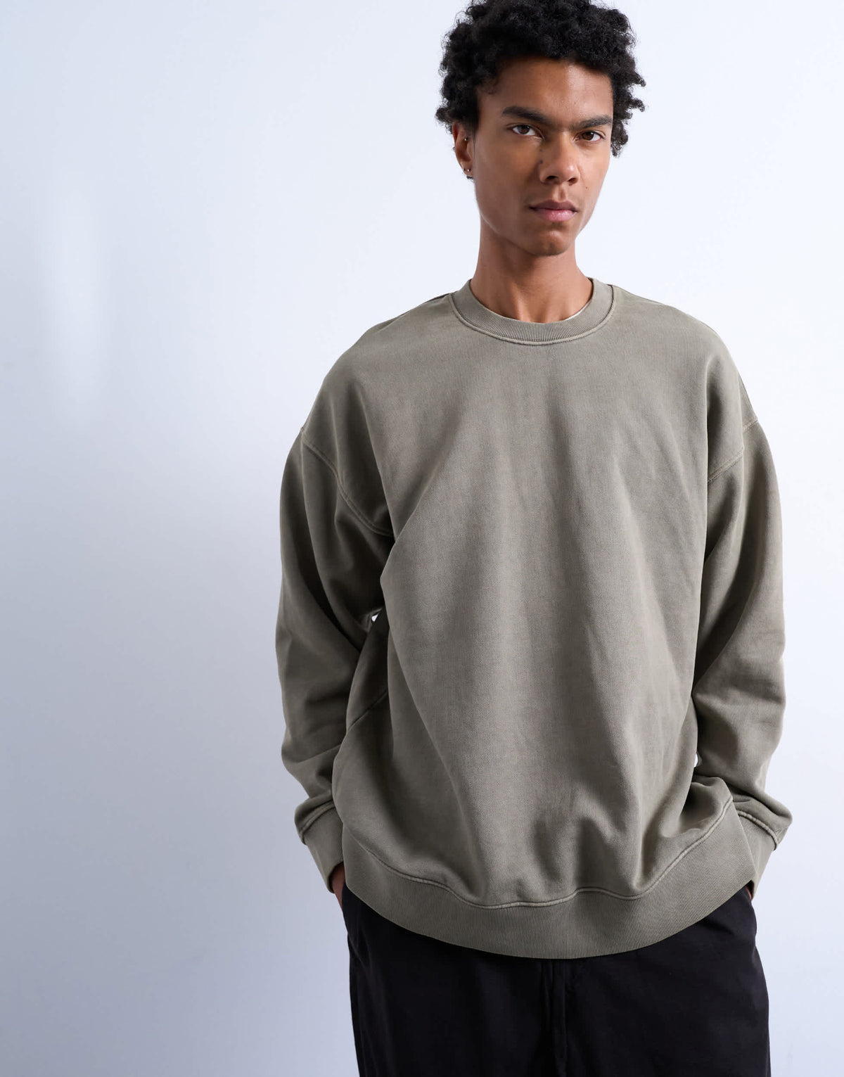 Topman heavyweight oversized fit sweatshirt in washed khaki