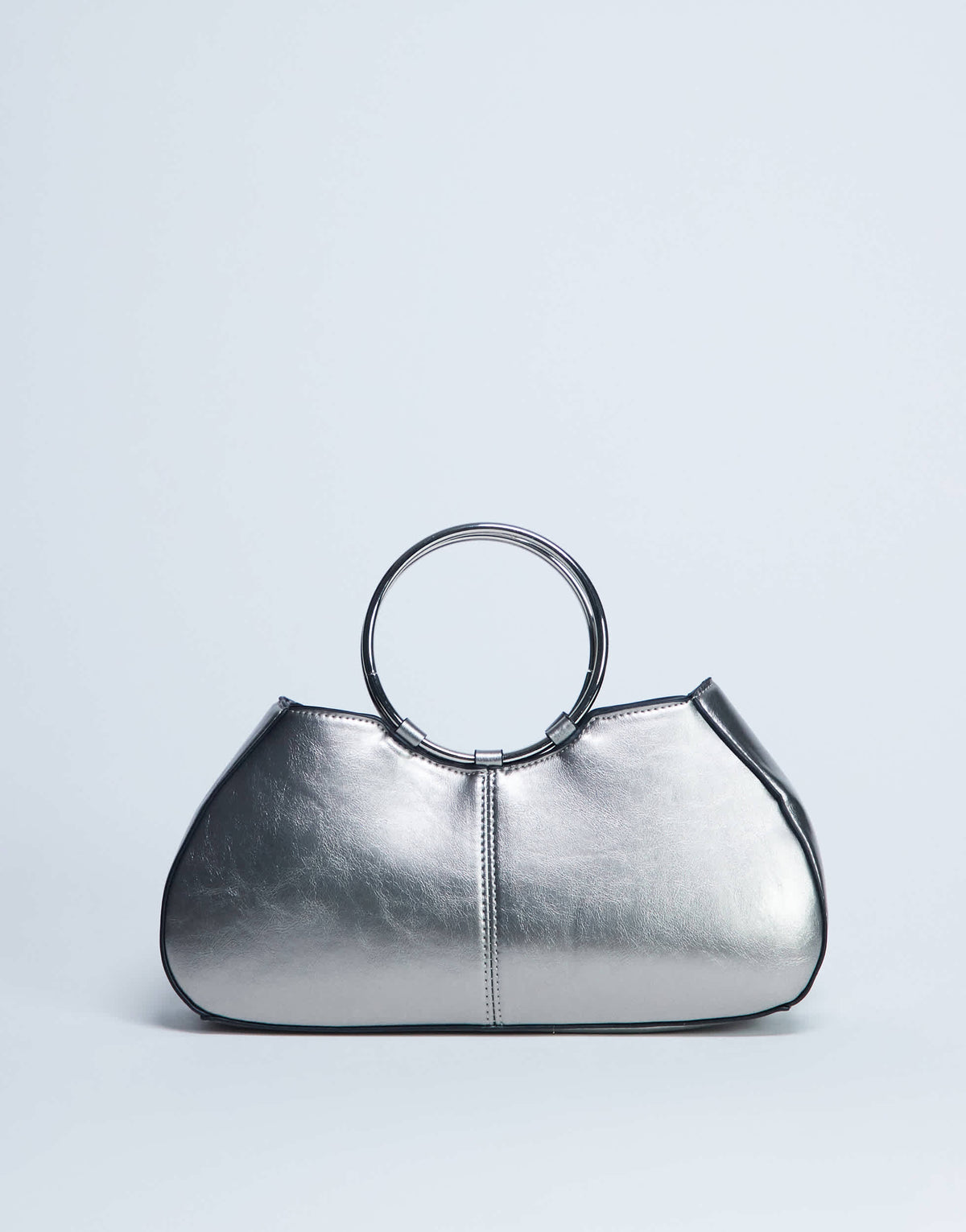 Topshop Griffith metal ring handle grab bag in silver