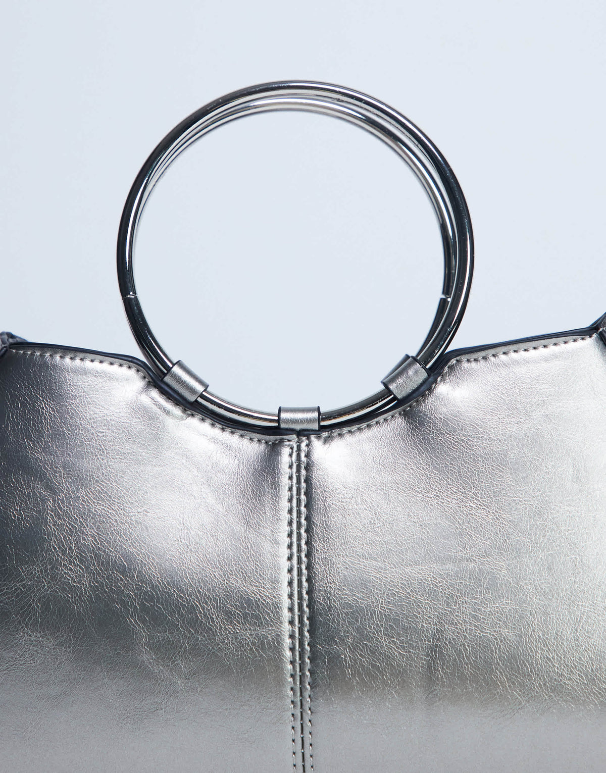 Topshop Griffith metal ring handle grab bag in silver