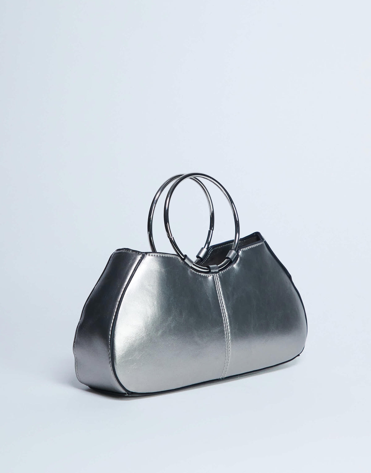 Topshop Griffith metal ring handle grab bag in silver