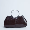 Topshop Griffith metal ring handle grab bag in chocolate