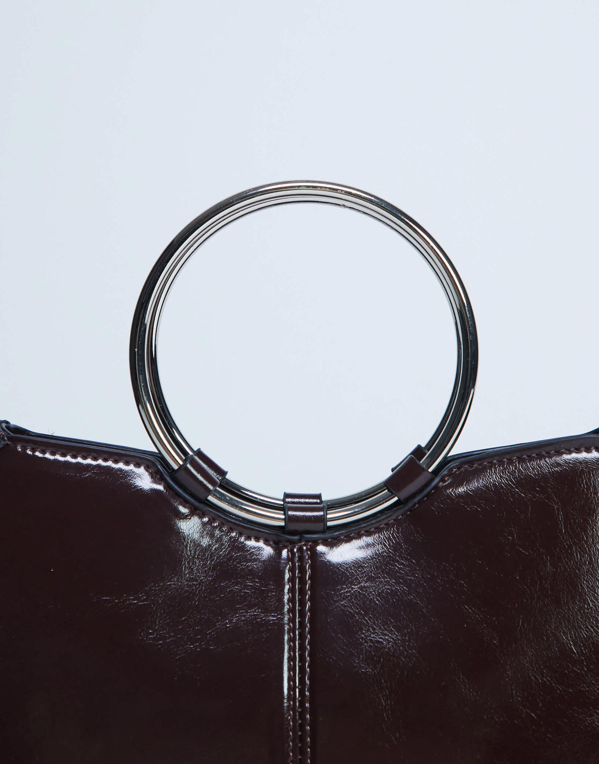 Topshop Griffith metal ring handle grab bag in chocolate