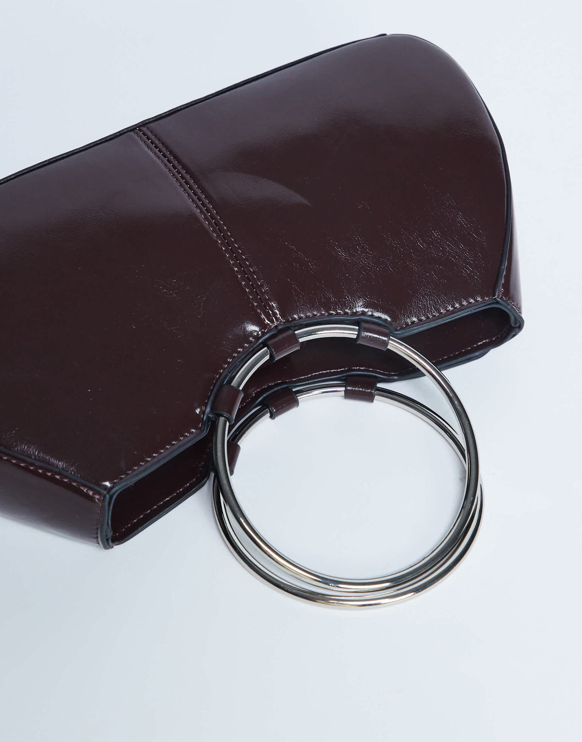 Topshop Griffith metal ring handle grab bag in chocolate