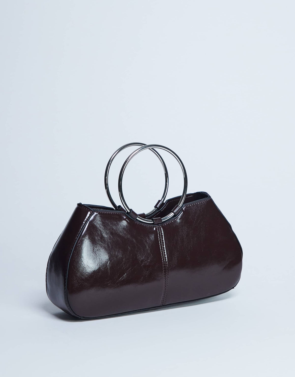 Topshop Griffith metal ring handle grab bag in chocolate