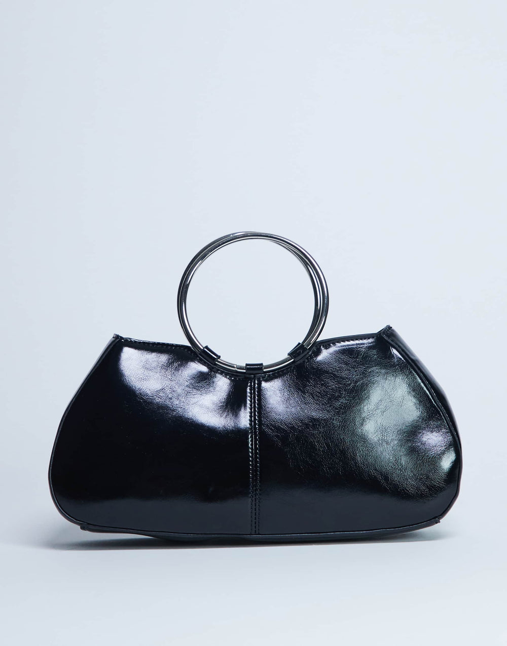 Topshop Griffith Handtasche mit Metallringgriff in Schwarz