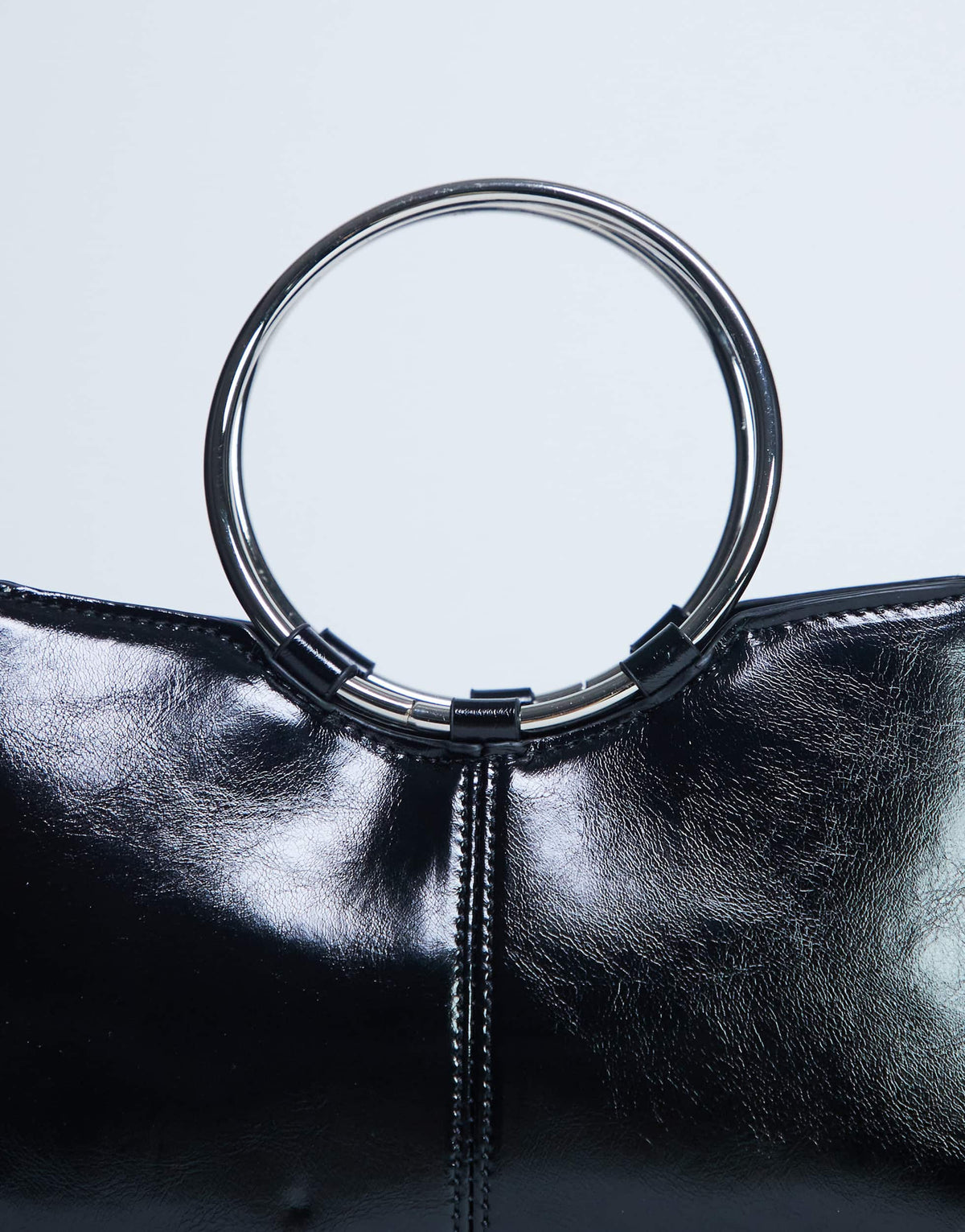 Topshop Griffith metal ring handle grab bag in black