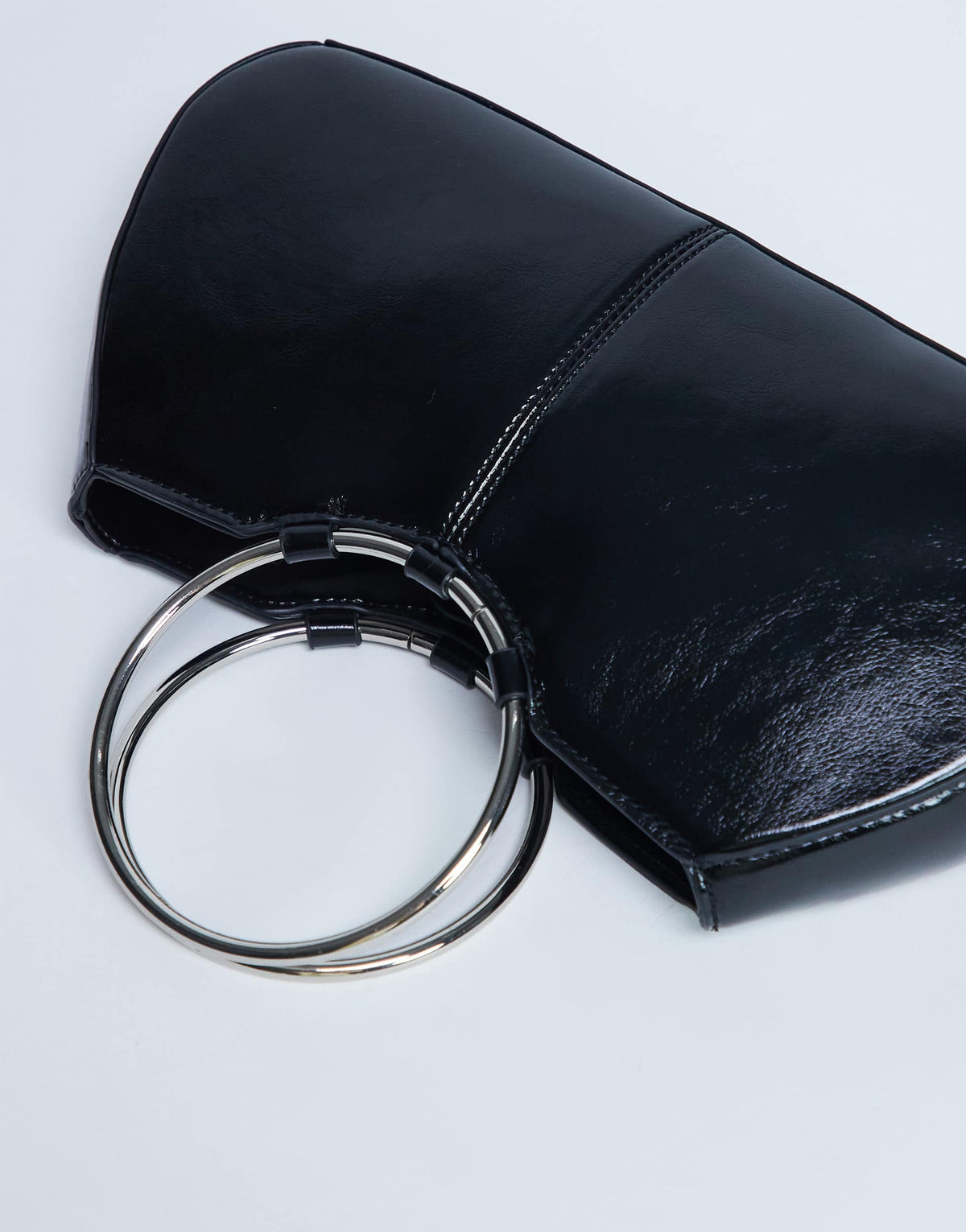 Topshop Griffith metal ring handle grab bag in black