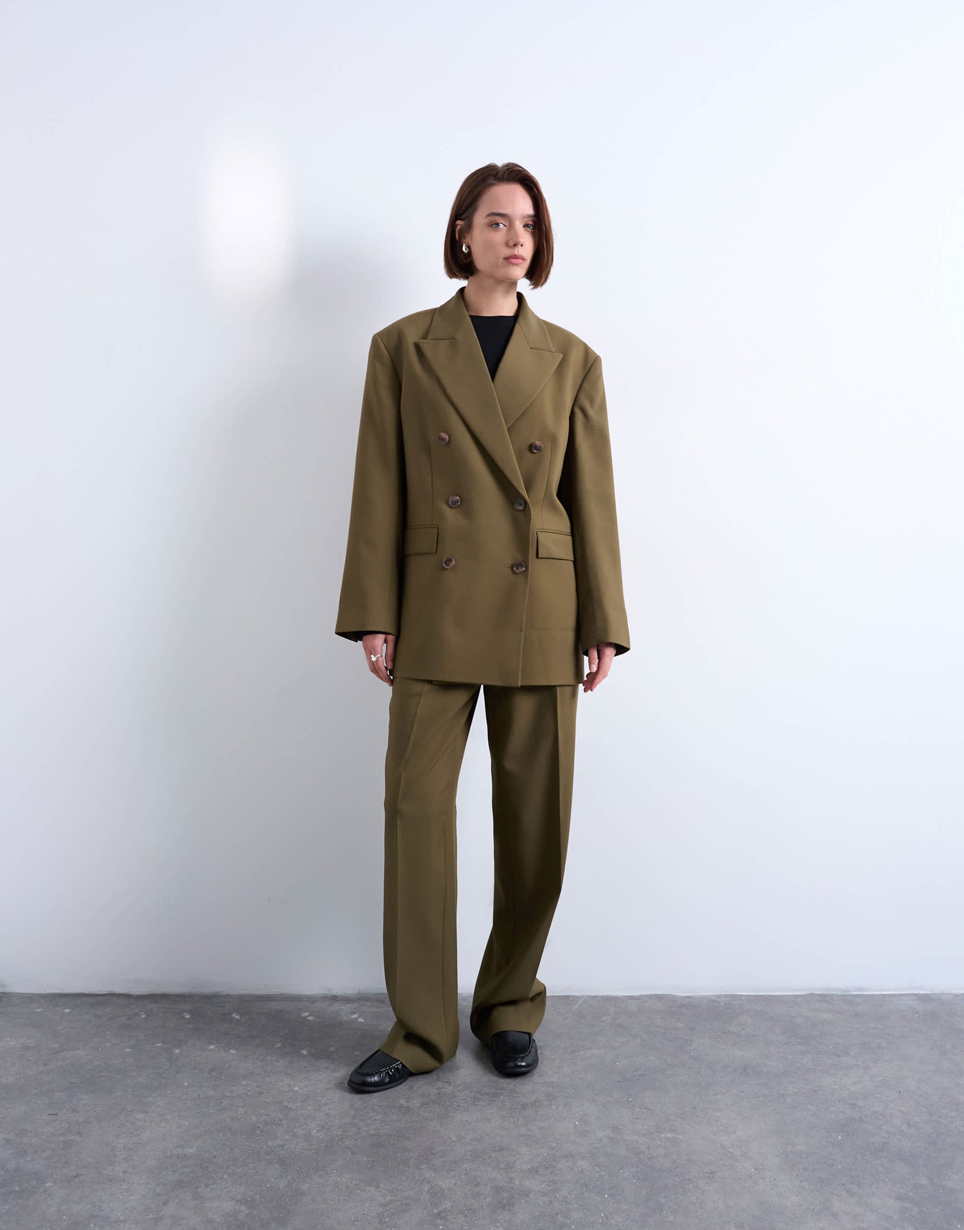 Topshop 6 button double breasted tuxedo blazer in khaki