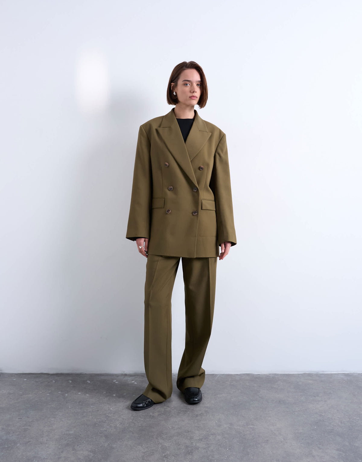 Topshop 6 button double breasted tuxedo blazer in khaki