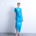 Topshop lace insert grown on shoulder midi dress in deep blue