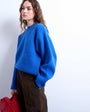 Topshop knitted chunky all needle clean crew jumper in Blue