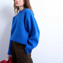 Topshop knitted chunky all needle clean crew jumper in Blue