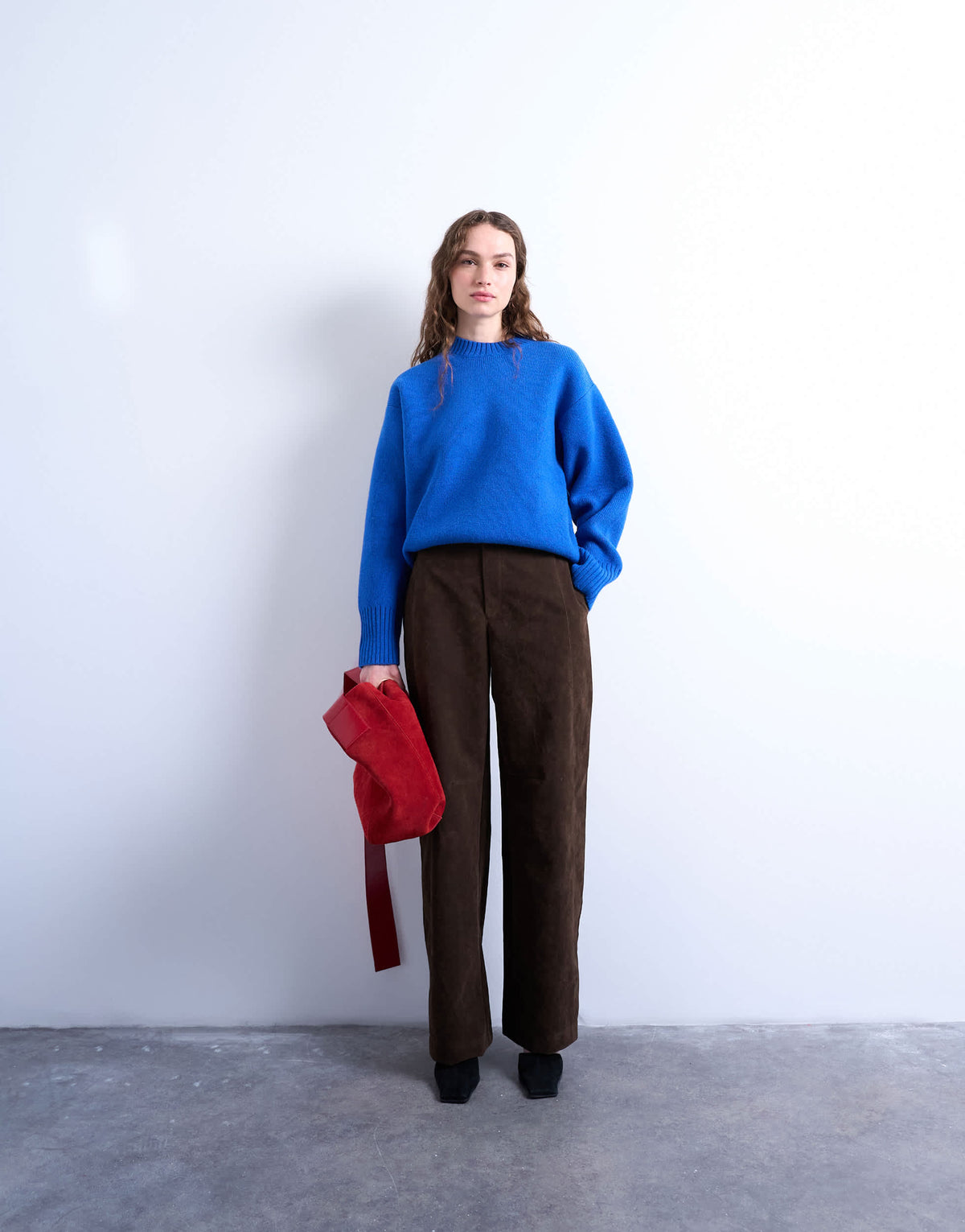 Topshop knitted chunky all needle clean crew jumper in Blue
