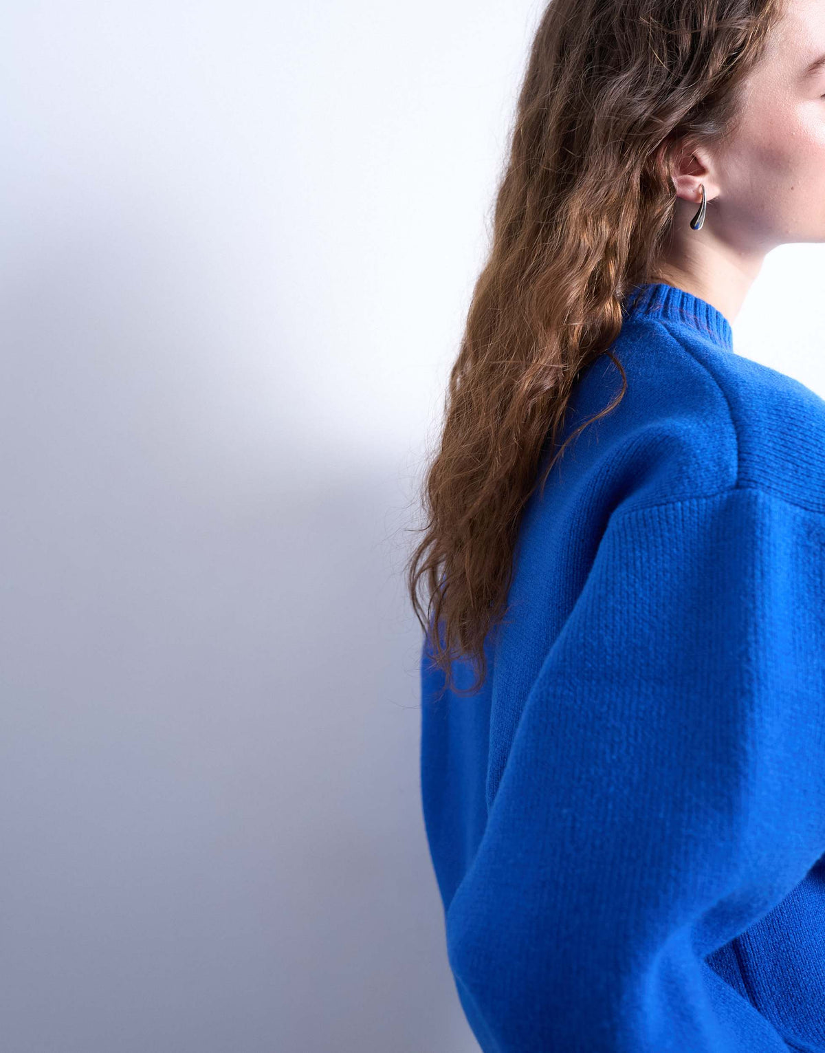 Topshop knitted chunky all needle clean crew jumper in Blue