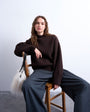 Topshop knitted chunky all needle clean crew jumper in chocolate