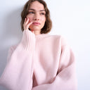 Topshop Grobstrickpullover mit Rundhalsausschnitt in Rosa