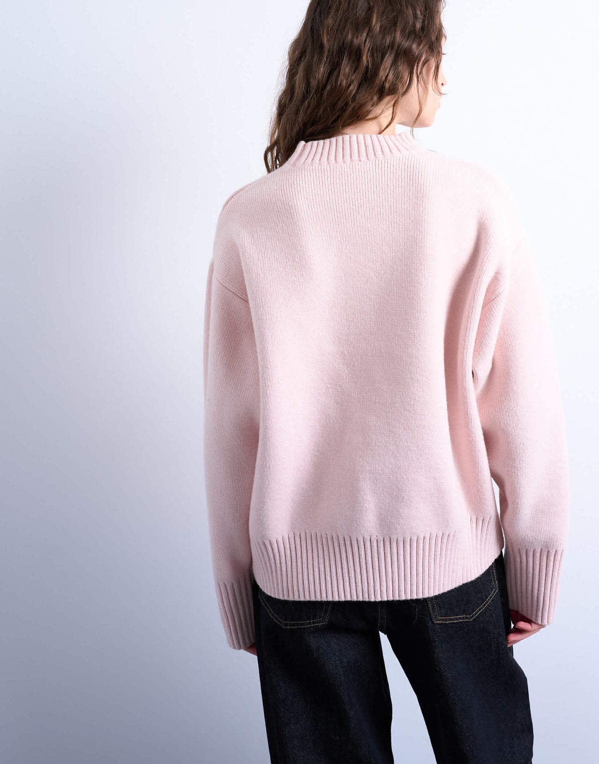 Topshop knitted chunky all needle clean crew jumper in pink
