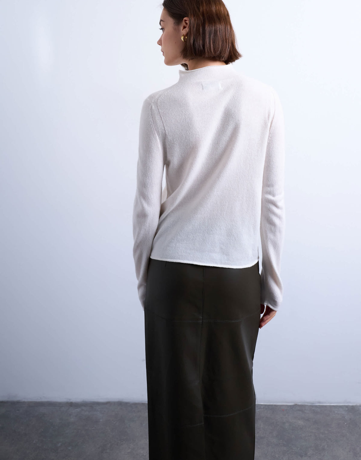 Topshop knitted sheer high neck jumper in ivory