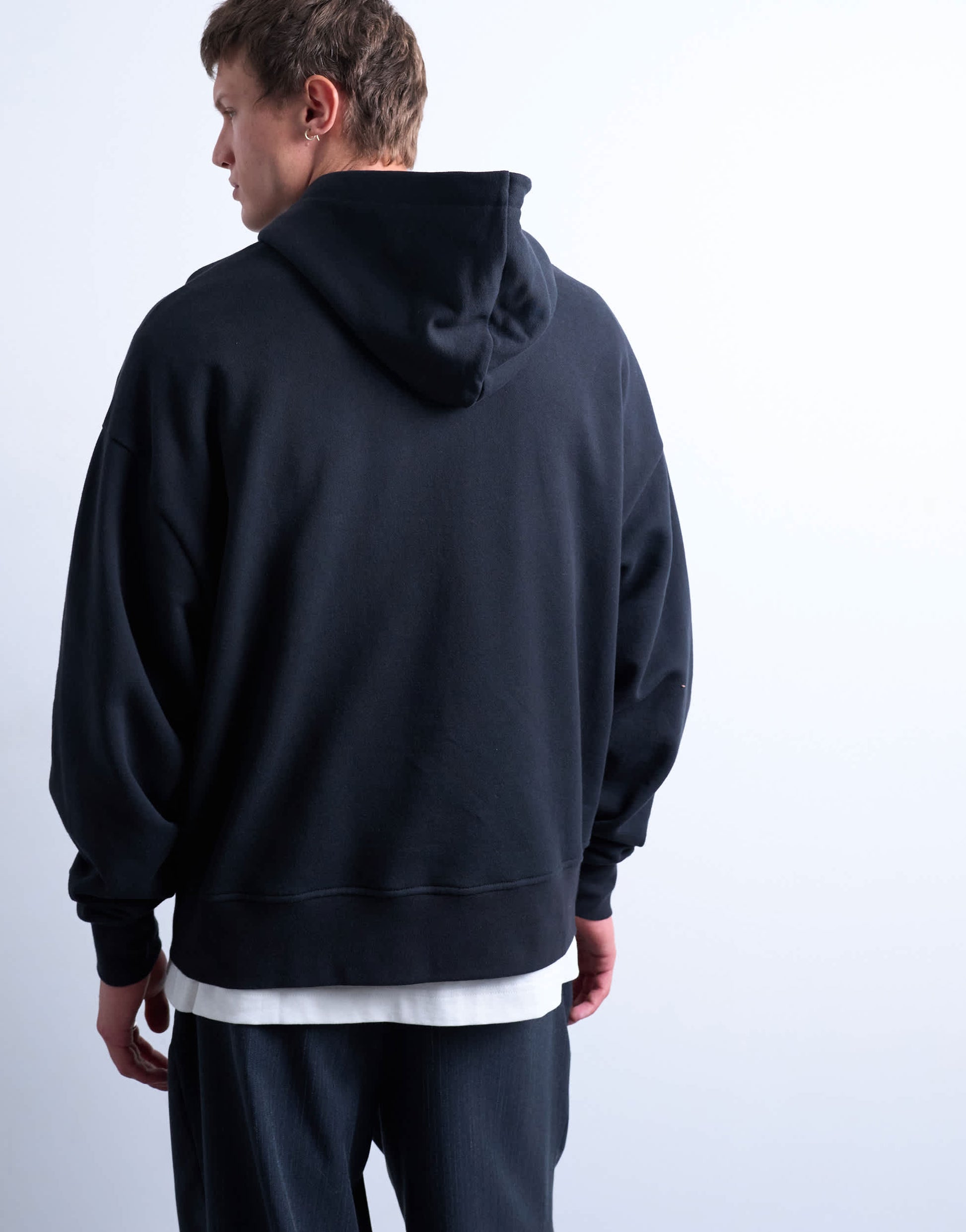 Topman heavyweight oversized fit hoodie in black