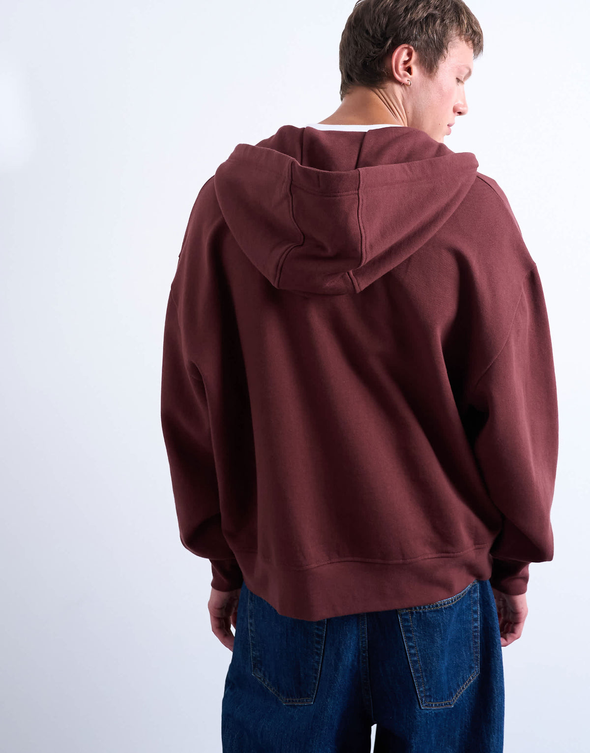 Topman heavyweight oversized fit zip through hoodie in brown