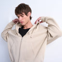 Sweat à capuche zippé coupe oversize en molleton épais Topman coloris pierre claire