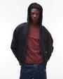 Topman heavyweight oversized fit zip through hoodie in black