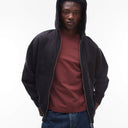 Sweat à capuche zippé oversize épais Topman noir