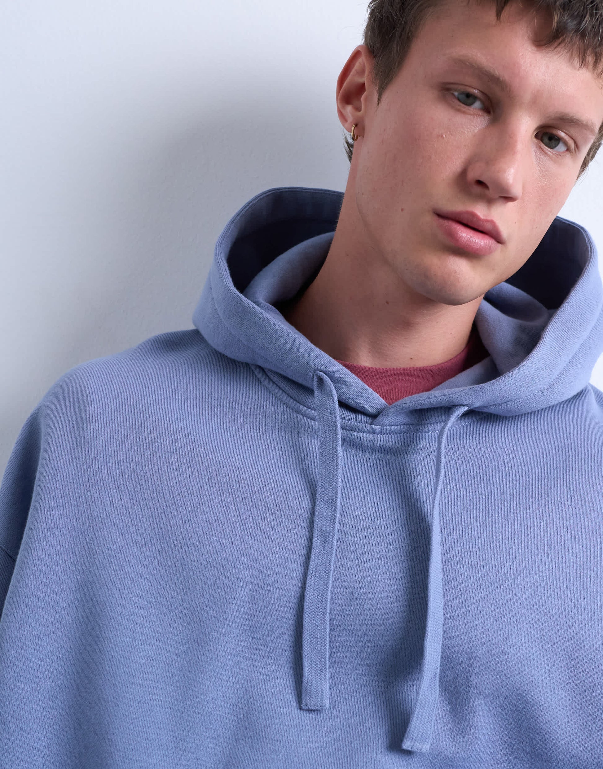 Topman heavyweight oversized fit hoodie in mid blue