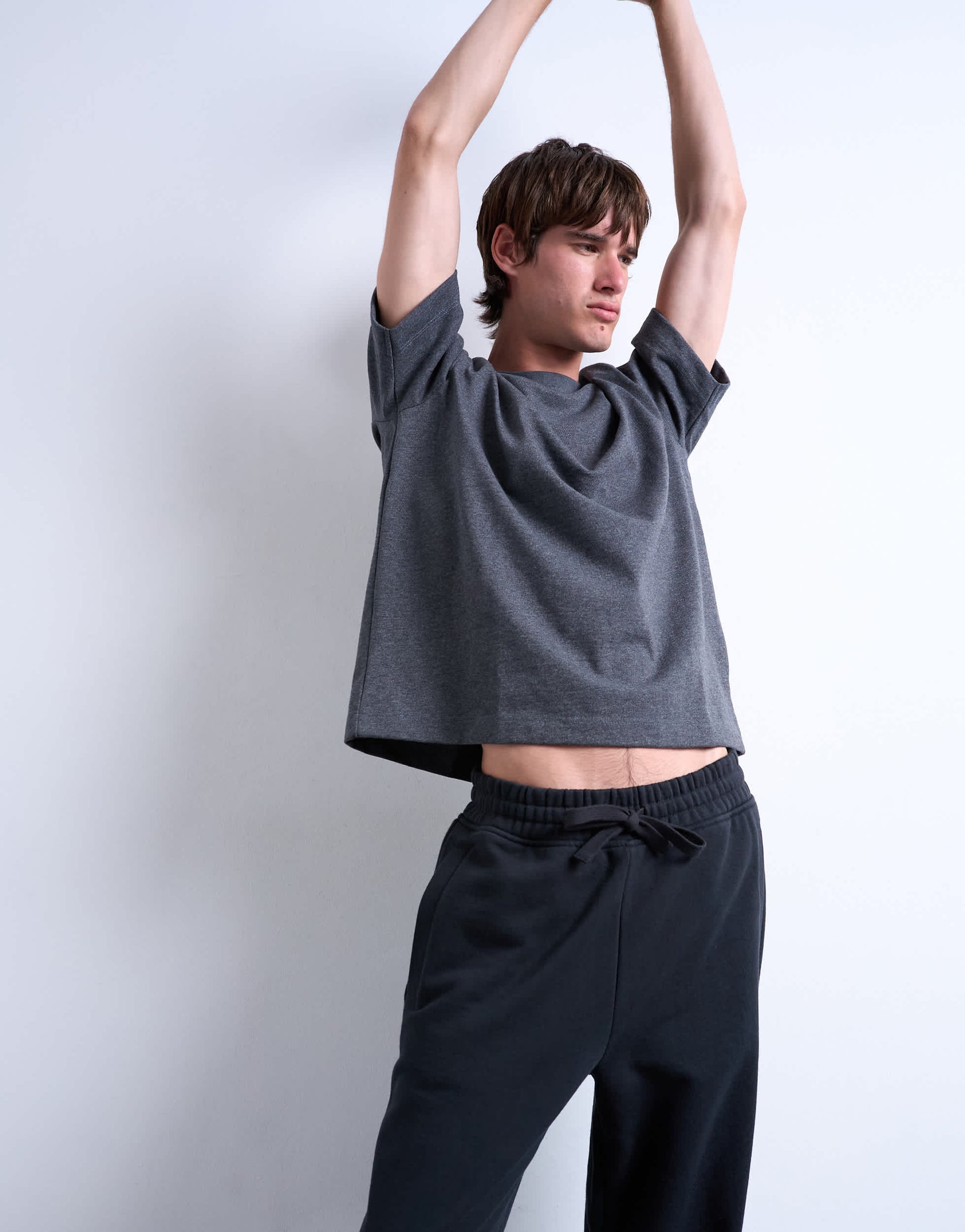 Topman heavyweight straight leg jogger in black