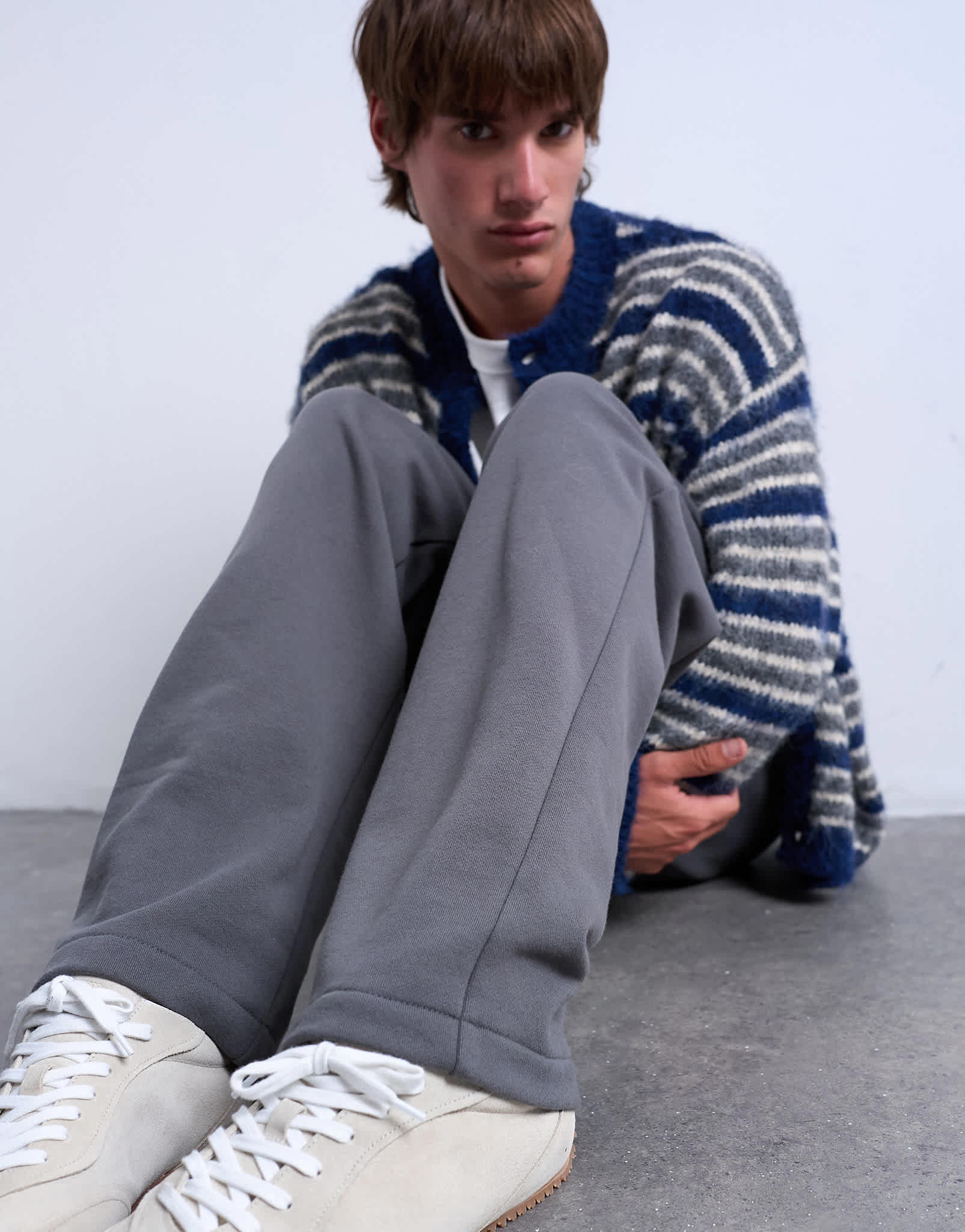 Topman heavyweight straight leg jogger in charcoal